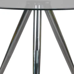 Runder Glastisch mit 3-Fußgestell in Chrom - Convilla