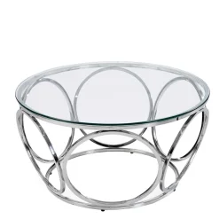 Runder Glas-Wohnzimmertisch mit Ringgestell - Barnetto