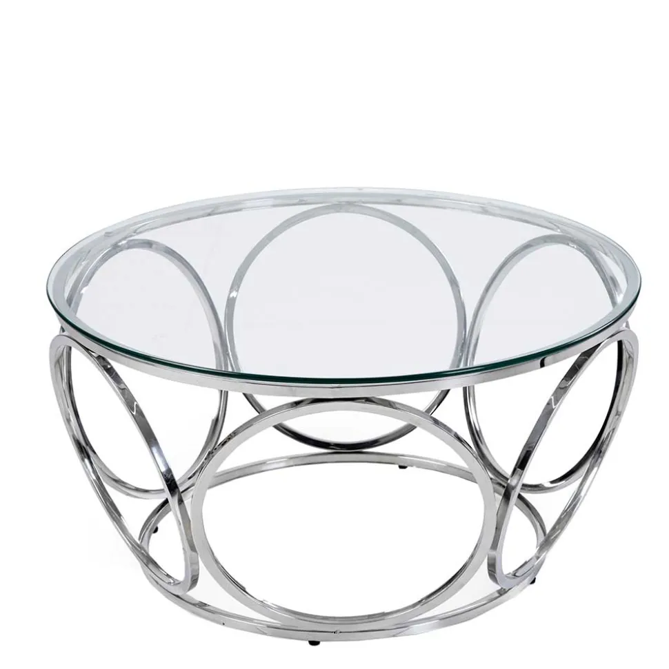 Runder Glas-Wohnzimmertisch mit Ringgestell - Barnetto