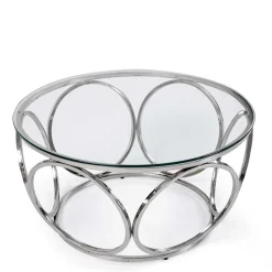 Runder Glas-Wohnzimmertisch mit Ringgestell - Barnetto