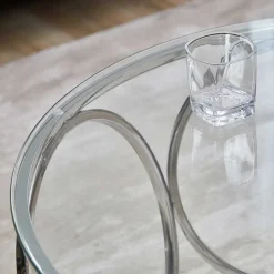 Runder Glas-Wohnzimmertisch mit Ringgestell - Barnetto