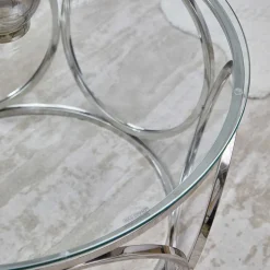 Runder Glas-Wohnzimmertisch mit Ringgestell - Barnetto