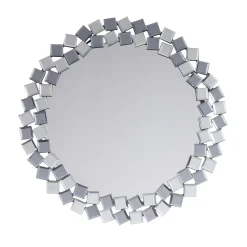 Runder Hängespiegel in Silber & Grau - Compadro