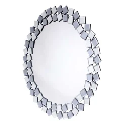 Runder Hängespiegel in Silber & Grau - Compadro