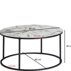 Runder Hochglanz Wohnzimmertisch in Marmoroptik - Domi