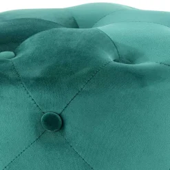 Runder Hocker in Grün Samt & Gold Metall - Emiato