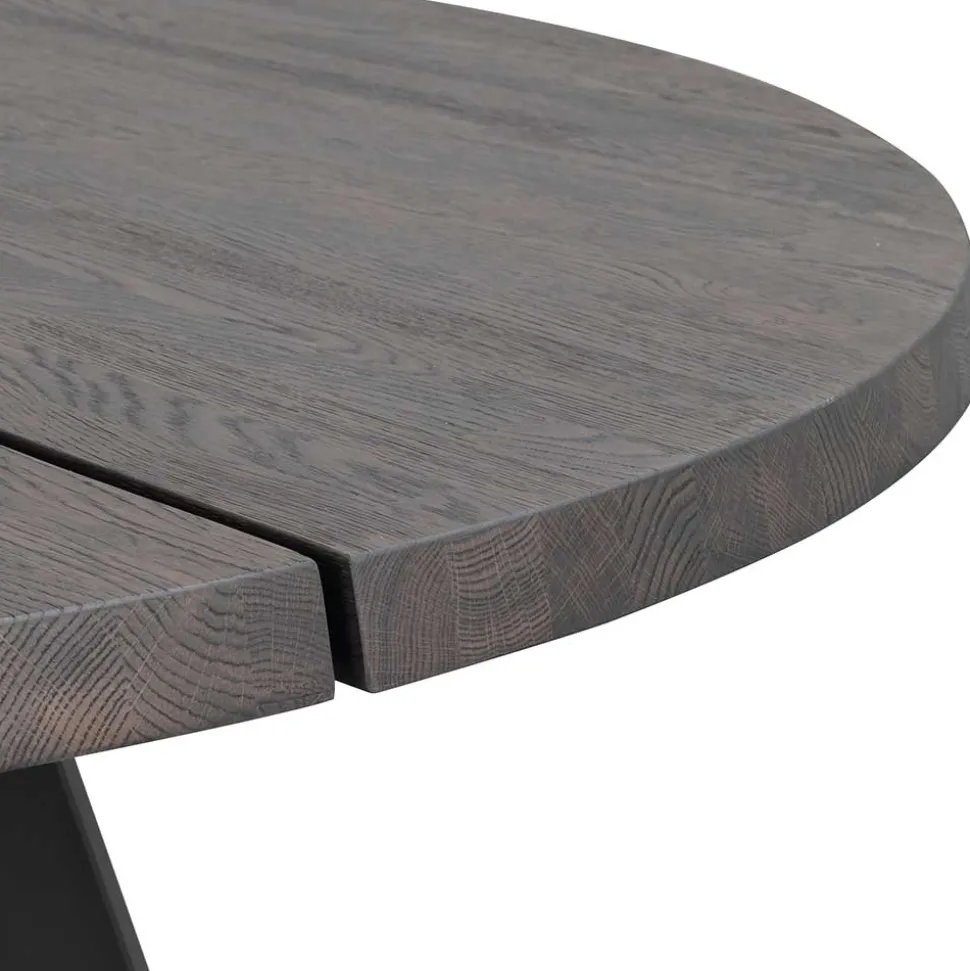 Runder Holztisch Eiche Dunkelbraun & Metall - Liguria