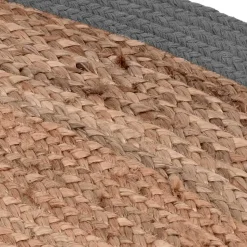 Runder Juteteppich mit Baumwollrand in Schwarz - Ophra