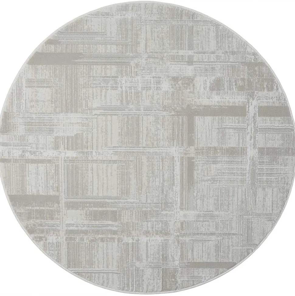 Runder Kurzflor Teppich in Creme und Beige - Miaoli