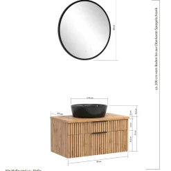 Runder LED Spiegel und Waschkonsole - Crystoga (zweiteilig)
