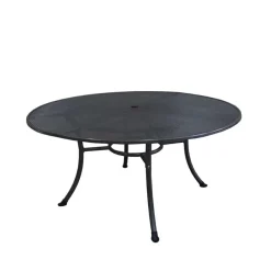 Runder Metall Gartentisch in Grau - Rattania