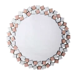 Runder Mosaik Spiegel in Rosegold - Promenada