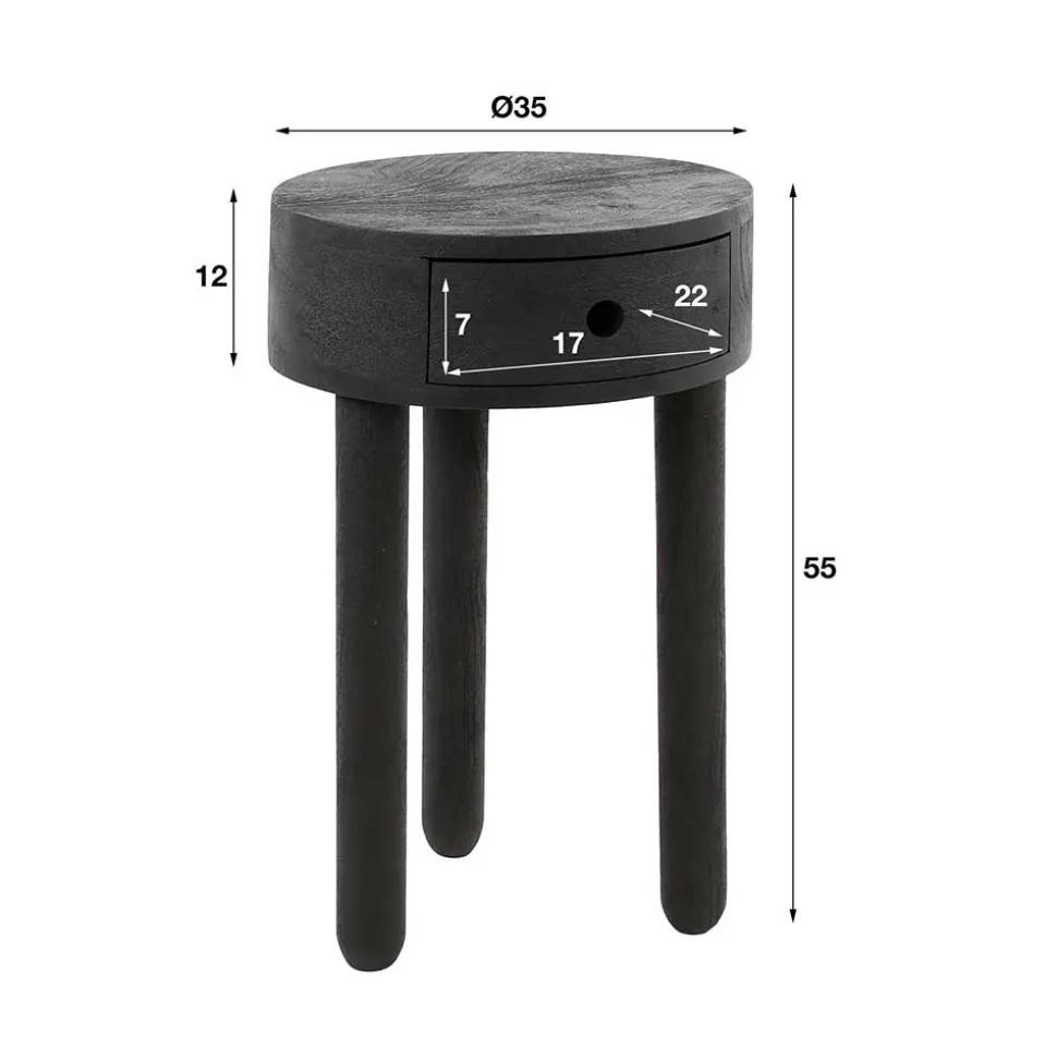 Runder Nachttisch mit Dreifußgestell - Zeymon