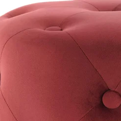 Runder Polsterhocker in Dunkelrot & Gold - Abenda