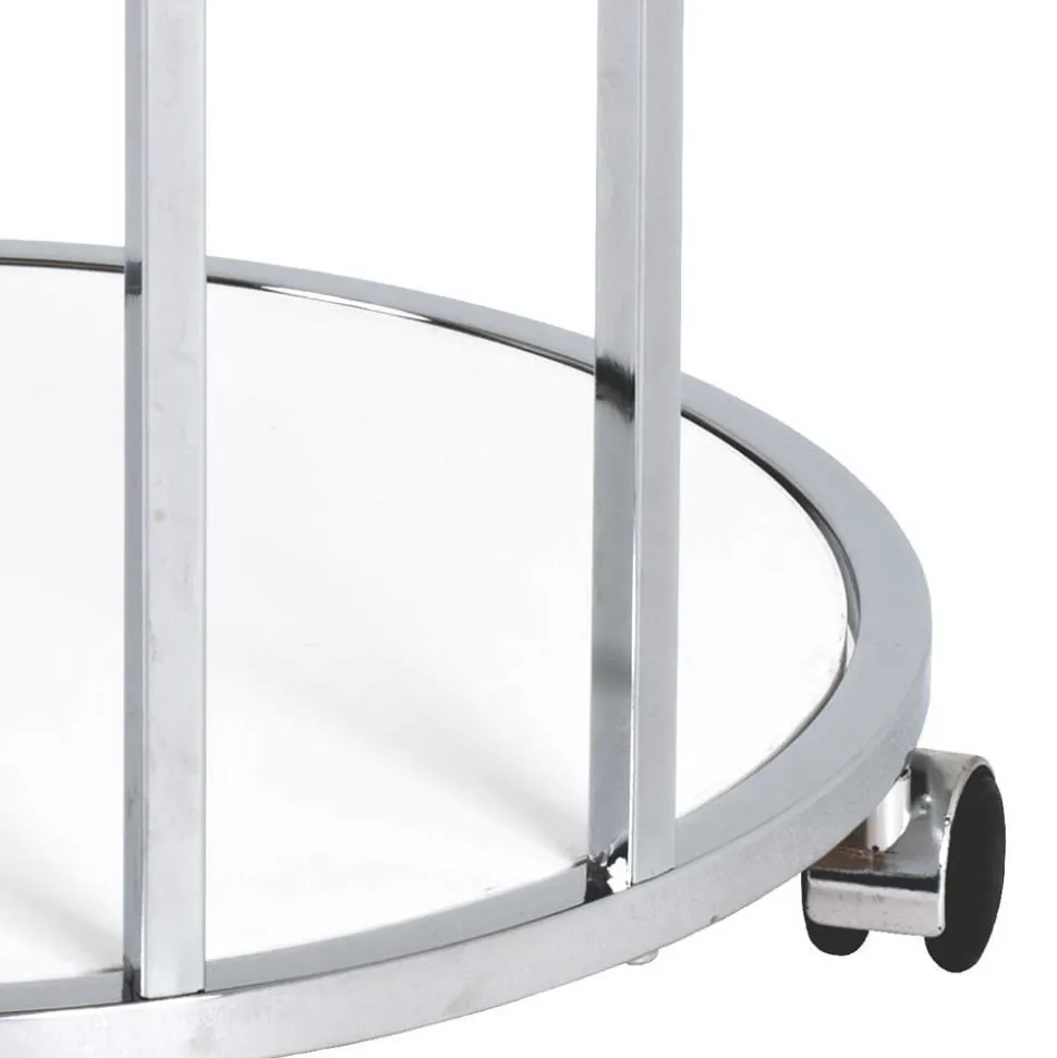 Runder Servierwagen in Weiß & Chrom Balcanov mit 2 Ablagen