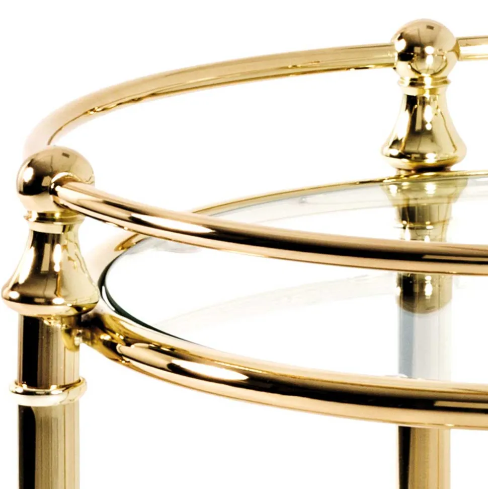 Runder Servierwagen mit zwei Glasplatten - Perla