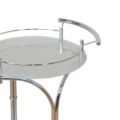 Runder Servierwagen Rino in Weiß Chrom