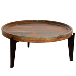 Runder Shabby Chic Couchtisch mit 3-Fußgestell - Vosbadus