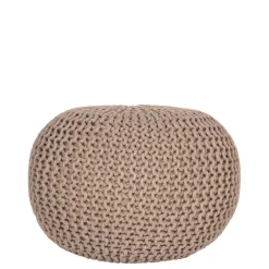 Runder Sitzpouf aus Strickstoff in Beige - Zardar