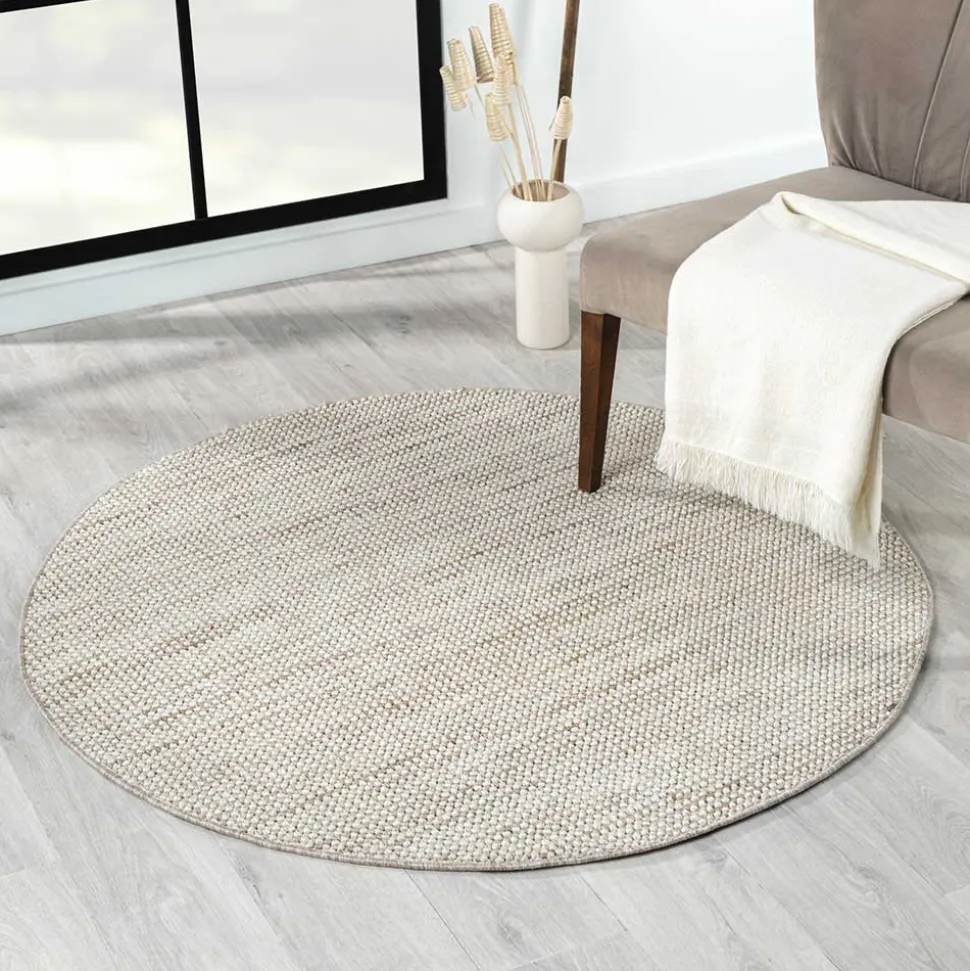 Runder Skandi Design Teppich in Sisal Optik - Lephanta