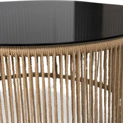 Runder Sofatisch mit grau getönter Glasplatte - Pharina