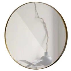 Runder Spiegel aus Metall in Gold - Megida