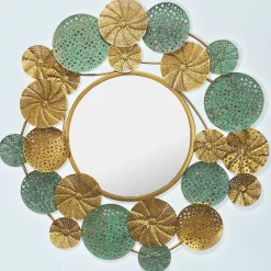 Runder Spiegel in Altgold und Grün - Biljana