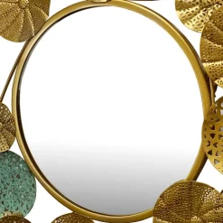 Runder Spiegel in Altgold und Grün - Biljana