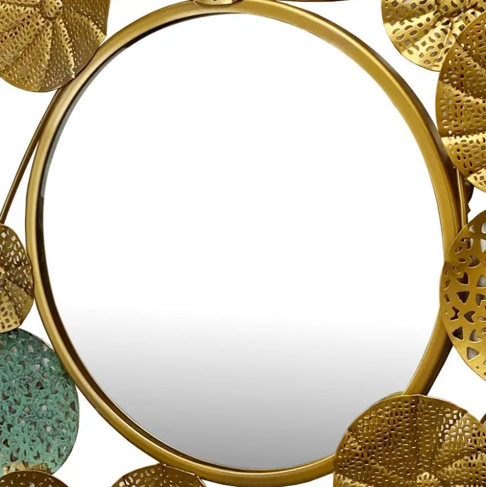 Runder Spiegel in Altgold und Grün - Biljana