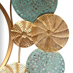 Runder Spiegel in Altgold und Grün - Biljana