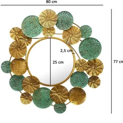 Runder Spiegel in Altgold und Grün - Biljana