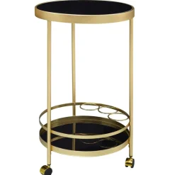 Runder Teewagen aus Schwarzglas - Jymma