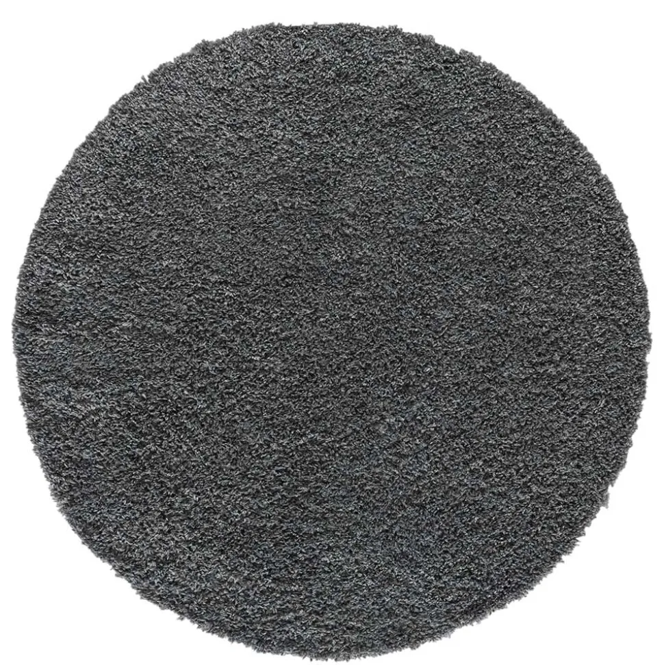 Runder Teppich mit hohem Flor in Grau - Montpa
