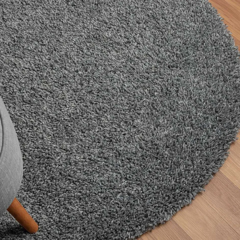 Runder Teppich mit hohem Flor in Grau - Montpa