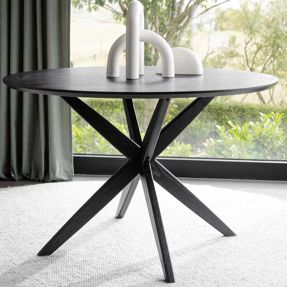 Runder Tisch in Schwarz mit Schweizer Kante - Puerto