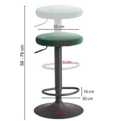 Runder Tresenhocker in Grün Samtsitz - Coulien