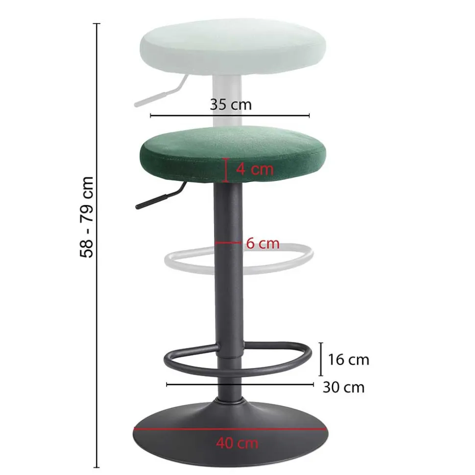 Runder Tresenhocker in Grün Samtsitz - Coulien