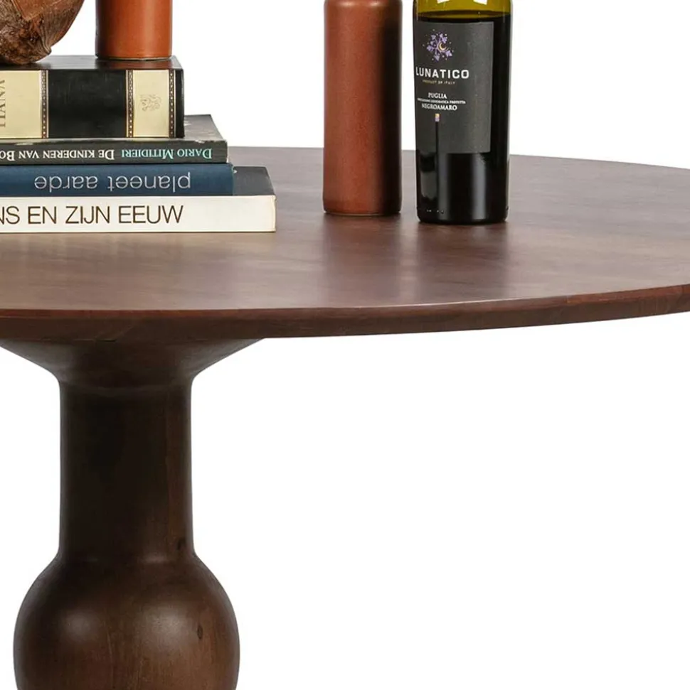 Runder Vintage Holztisch mit Säulenfuß - Estetica