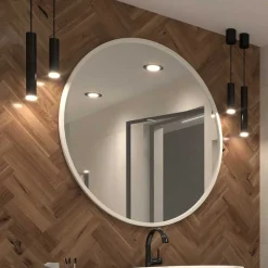 Runder Wandspiegel mit weißem Metallrahmen - Tanko