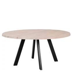 Runder White Wash Esstisch & Stühle - Pulva (siebenteilig)