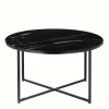 Runder Wohnzimmer Glastisch in Marmor Schwarz - Adiana