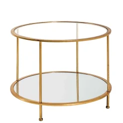 Runder Wohnzimmer Tisch mit Glas & Spiegelglas - Alisa