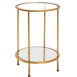 Runder Wohnzimmer Tisch mit Glas & Spiegelglas - Alisa