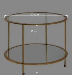 Runder Wohnzimmer Tisch mit Glas & Spiegelglas - Alisa