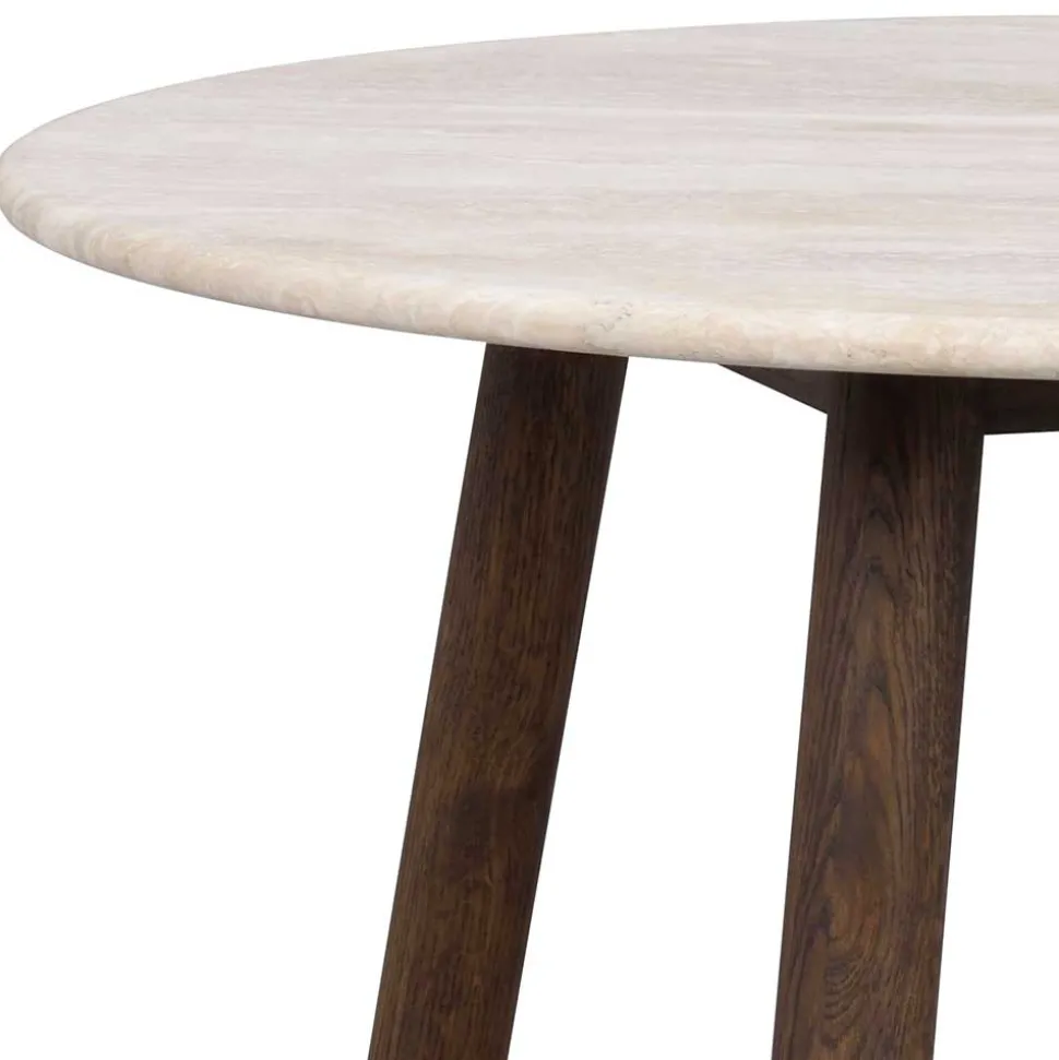 Runder Wohnzimmertisch aus Travertin Stein Beige - Cheyenne