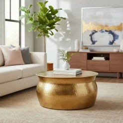 Runder Wohnzimmertisch in Goldfarben - Jusip