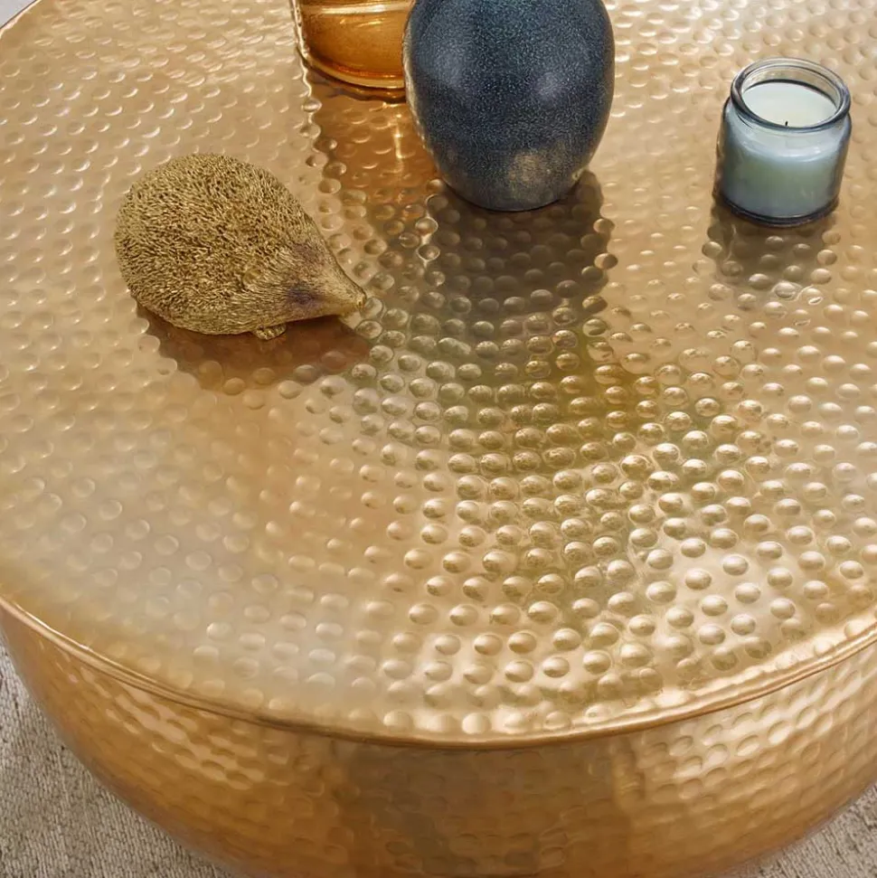 Runder Wohnzimmertisch in Goldfarben - Jusip