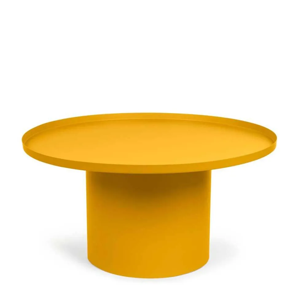 Runder Wohnzimmertisch in Gelb - Tabaco