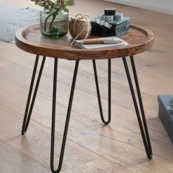 Runder Wohnzimmertisch mit Haarnadel Beinen - Venjar