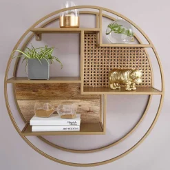 Rundes Hängeregal in Messing aus Metall - Perunia